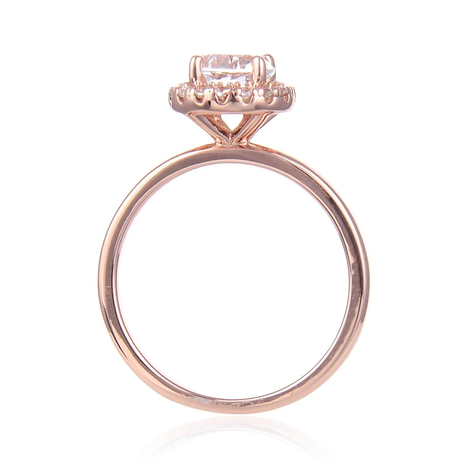 White Topaz Halo Engagement Ring in Rose Gold