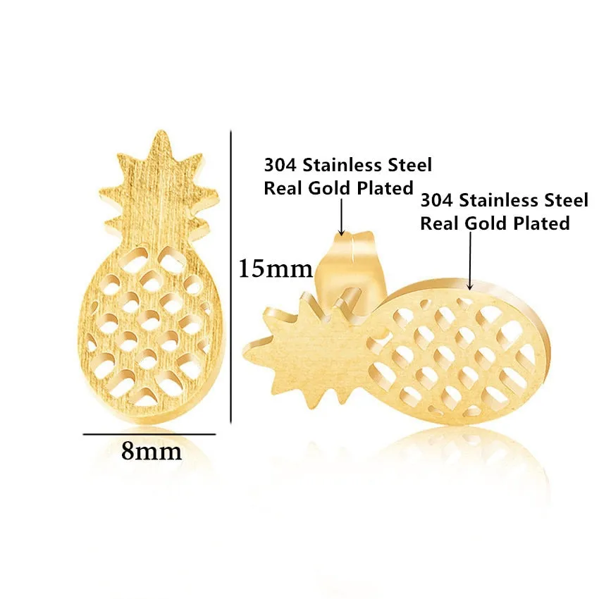 Women Girls Summer Fruit Style Pineapple Stud