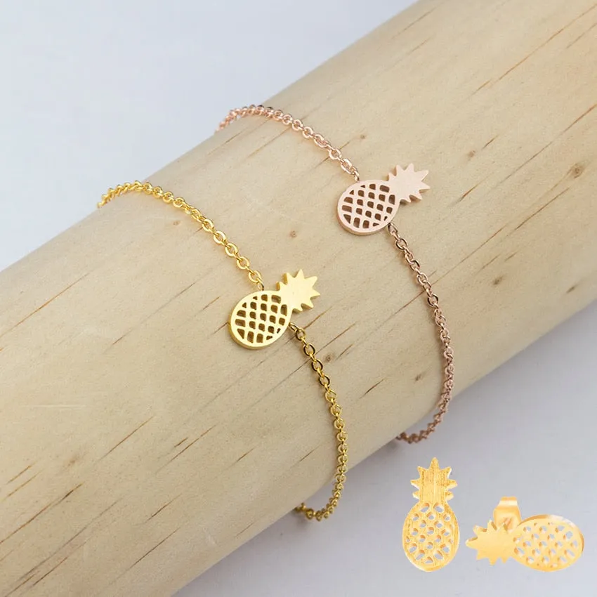 Women Girls Summer Fruit Style Pineapple Stud