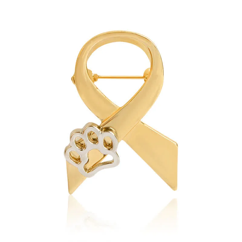 Women's Ribbon Puppy Paw Brooch