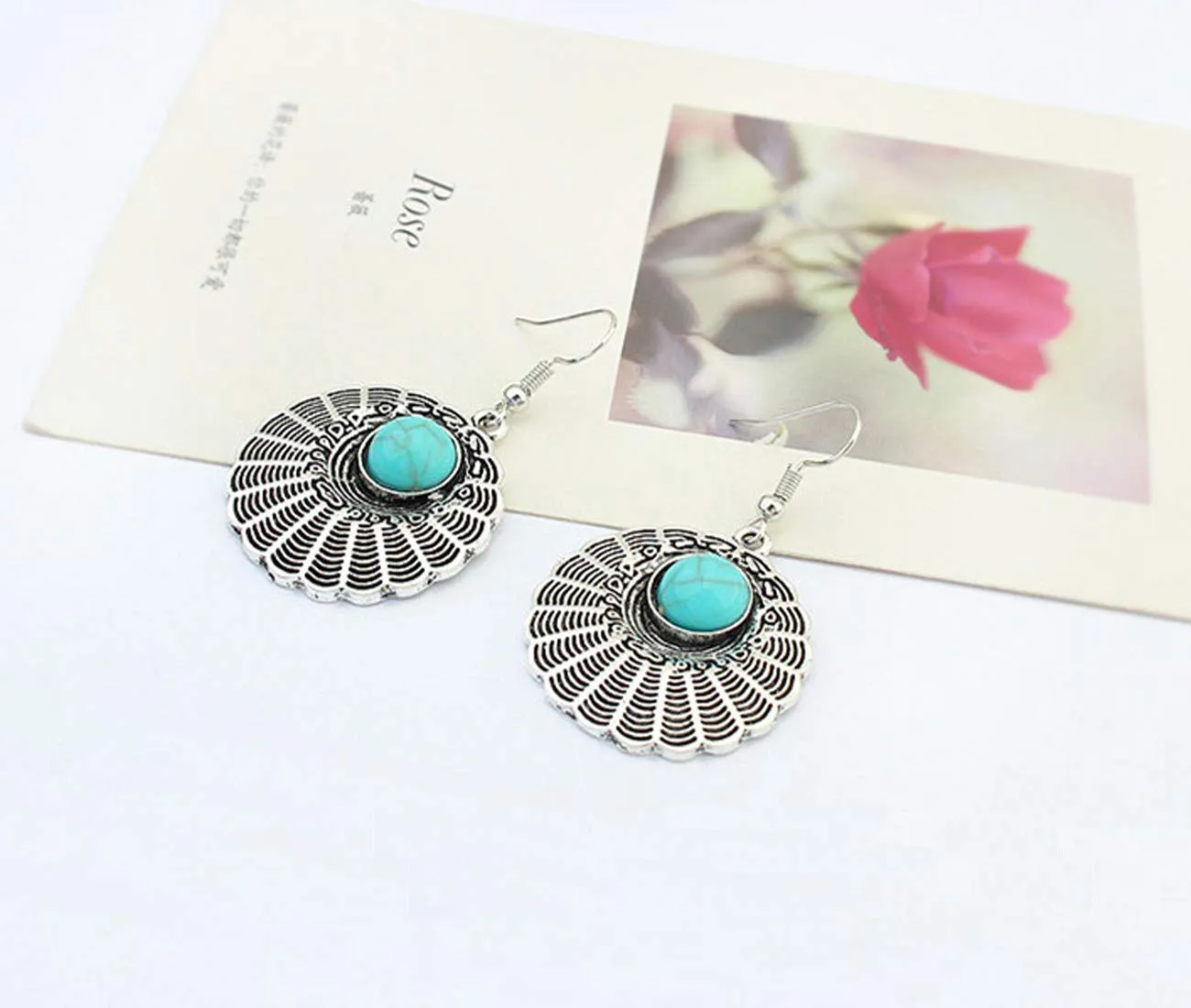 Yellow Chimes Fancy party ware Bohemian Turquoise Alloy Drop Earring for Women and Girls