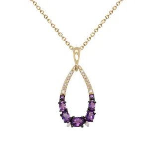 Yellow Gold Amethyst and Diamond Pendant